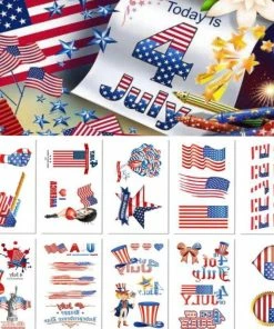 Mi 3 Store 5pcs/lot American Country Flag Tattoo Stickers Independence Day 4th Of July Body Face Art Tattoo Decals For National Day Patriotic Theme Party Supplies