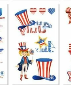 Mi 3 Store 5pcs/lot American Country Flag Tattoo Stickers Independence Day 4th Of July Body Face Art Tattoo Decals For National Day Patriotic Theme Party Supplies