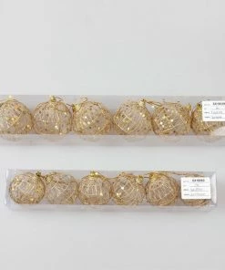 Inicio & Jardim Camellia Store Christmas Decorations 6 Pcs Glitter 5/6cm Christmas Tree Hollow Out Balls Xmas Tree Gold Ball Decorations Christmas Ornaments Party Wedding Home Decor