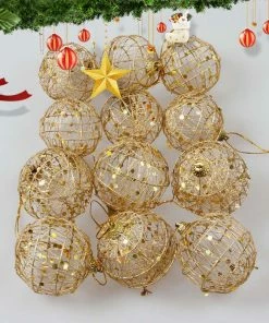 Inicio & Jardim Camellia Store Christmas Decorations 6 Pcs Glitter 5/6cm Christmas Tree Hollow Out Balls Xmas Tree Gold Ball Decorations Christmas Ornaments Party Wedding Home Decor