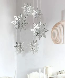 The American Store 6 Pcs/Set Cardboard 3D Hollow Snowflake Hanging Ornaments New Year's Christmas Decorations For Home Party Decoration Natal.Q Christmas Ornaments