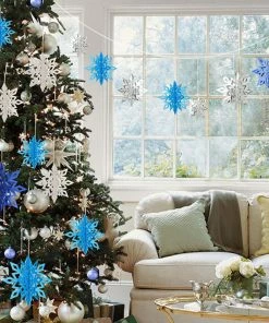 The American Store 6 Pcs/Set Cardboard 3D Hollow Snowflake Hanging Ornaments New Year's Christmas Decorations For Home Party Decoration Natal.Q Christmas Ornaments