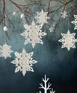 The American Store 6 Pcs/Set Cardboard 3D Hollow Snowflake Hanging Ornaments New Year's Christmas Decorations For Home Party Decoration Natal.Q Christmas Ornaments