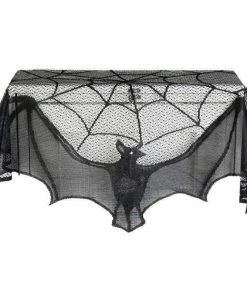 Surprising World Store 60*20inch 1 Pcs Halloween Decoration Lovely Lace Spiderweb Fireplace Mantle Scarf Cover Curtains Shades Festive Party Supplies Halloween Decorations