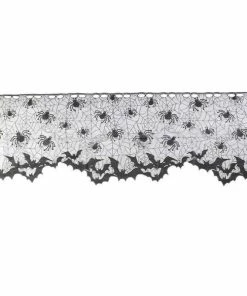 Surprising World Store 60*20inch 1 Pcs Halloween Decoration Lovely Lace Spiderweb Fireplace Mantle Scarf Cover Curtains Shades Festive Party Supplies Halloween Decorations