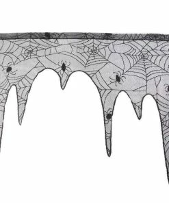 Surprising World Store 60*20inch 1 Pcs Halloween Decoration Lovely Lace Spiderweb Fireplace Mantle Scarf Cover Curtains Shades Festive Party Supplies Halloween Decorations