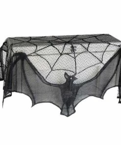 Surprising World Store 60*20inch 1 Pcs Halloween Decoration Lovely Lace Spiderweb Fireplace Mantle Scarf Cover Curtains Shades Festive Party Supplies Halloween Decorations