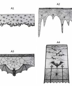 Surprising World Store 60*20inch 1 Pcs Halloween Decoration Lovely Lace Spiderweb Fireplace Mantle Scarf Cover Curtains Shades Festive Party Supplies Halloween Decorations