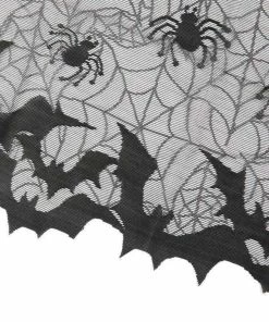 Surprising World Store 60*20inch 1 Pcs Halloween Decoration Lovely Lace Spiderweb Fireplace Mantle Scarf Cover Curtains Shades Festive Party Supplies Halloween Decorations