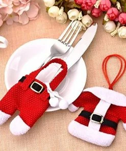 The American Store Hot Sale 8Pcs Fancy Santa Christmas Decorations Silverware Holders Pockets Dinner Table Decor Home Decoration