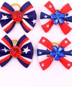 Onlineamericanstore 20pcs Pet Puppy Dog Cat Hair Bows Bowknot Hair Bows Red White Blue Pet Hair Accessories Bows Pet Supplies Christmas Pets Collection