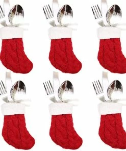 Xenon30 2pcs Xmas Decor Santa Claus Snowman Kitchen Tableware Holder Pocket Dinner Cutlery Bag Party Christmas Table Decoration Cutlery