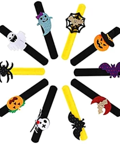 Shop2841004 Store 10 Chrismas Patted Circle Clap Ring Halloween Kids Masquerade Party Performance Pumpkin Witch Ghost Bat Bracelet Ornament Gifts Halloween Kids Clothing