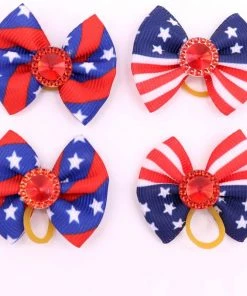 Onlineamericanstore 20pcs Pet Puppy Dog Cat Hair Bows Bowknot Hair Bows Red White Blue Pet Hair Accessories Bows Pet Supplies Christmas Pets Collection