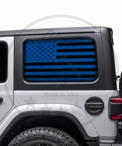 Onlineamericanstore Fits 2018-2021 Jeep Wrangler 4 Door JL JLU Rear Quarter Window American Flag Vinyl Decal Stickers 2019 2020 Patriotic Stickers