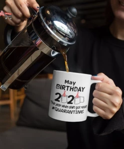 Onlineamericanstore Quaranitine Birthday Gifts May Birthday Mug, Quarantine Mug, Quarantine Birthday, Face Mask, First Quarantine Birthday, Cotton Mask, Reusable Mask, Caution Party