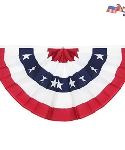 Onlineamericanstore ANLEY USA Pleated Fan Flag 1.5x3 Ft American US Bunting Patriotic Stars & Stripes Flag