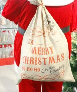HOUSE SHOP Store 70*49cm Christmas Gift Bag Large Forest Concert Linen Gift Bag Simple Art Style Bag Christmas Pouch Festival Drawstring Bag Christmas Gift Bag Collection