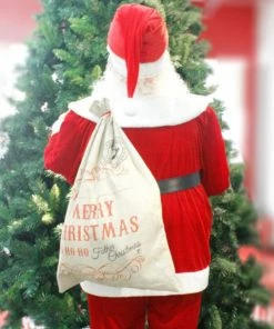 HOUSE SHOP Store 70*49cm Christmas Gift Bag Large Forest Concert Linen Gift Bag Simple Art Style Bag Christmas Pouch Festival Drawstring Bag Christmas Gift Bag Collection