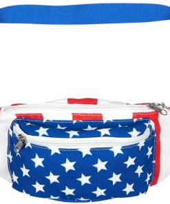 The American Store Patriotic USA Fanny Pack With American Flag Cape, Suspenders & Drink Holder