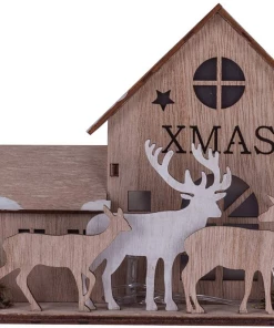 Shop4503052 Store LED Light Wooden House Christmas Ornaments Xmas Tree Hanging Decor New Year Decorations For Home