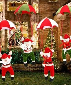 Ordernow Store Christmas Home Ceiling Decorations Parachute 24cm Santa Claus Smowman New Year Hanging Pendant Christmas Decoration Supplies Christmas Snowman Decorations