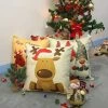 TIANZAN Life Store GZTZMY 1Pcs 45*45 Cm Happy New Year Christmas Decorations For Home Cartoon Elk Linen Decorative Pillows Cover Navidad Natal Christmas Home Decor