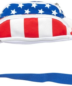 The American Store Patriotic USA Fanny Pack With American Flag Cape, Suspenders & Drink Holder