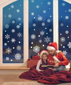 The American Store Christmas Home Decor Christmas Decorative Decal Window Stickers Removable Xmas Glass Wall Stickers Merry Christmas Snowflake Sticker Home Decor