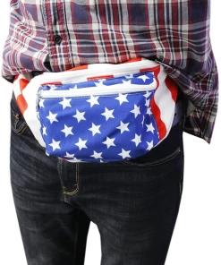 The American Store Patriotic USA Fanny Pack With American Flag Cape, Suspenders & Drink Holder