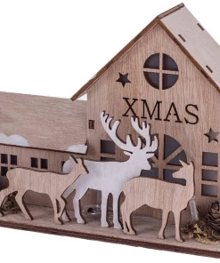 Shop4503052 Store LED Light Wooden House Christmas Ornaments Xmas Tree Hanging Decor New Year Decorations For Home