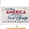 EddieBoyDesigns God Bless America My Home Sweet Home, America Wood Sign, Patriotic Wall Art, 4th Of July Sign, Patriotic Wood Decor