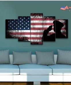 Onlineamericanstore The Army Rangers Saluting Military Art - Patriotic Rustic American Flag Wall Art Army Wall Decor- US Marines Navy Seals Wall Decor & Art
