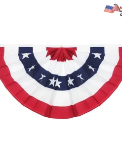 Onlineamericanstore ANLEY USA Pleated Fan Flag 1.5x3 Ft American US Bunting Patriotic Stars & Stripes Flag