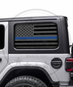 Onlineamericanstore Fits 2018-2021 Jeep Wrangler 4 Door JL JLU Rear Quarter Window American Flag Vinyl Decal Stickers 2019 2020 Patriotic Stickers