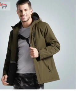 The American Store Men Winter Thick USB Heating Cotton Jacket Waterproof Windbreaker Hooded Winter Coat Men Thick Warm Mens Winter Jacket Parka