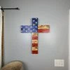 Eternal Light Cross Religious Bible Covers & Accessories Wooden American Flag Cross - Perfect Cemetery Decoration For Veterans