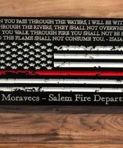 The American Store American Flag Christmas Custom Sign | Rustic Home Decor For Firefighter Personalized Gift Concealment Flags