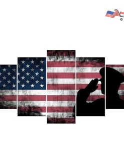 Onlineamericanstore The Army Rangers Saluting Military Art - Patriotic Rustic American Flag Wall Art Army Wall Decor- US Marines Navy Seals Wall Decor & Art