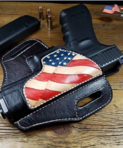 Onlineamericanstore Military Clothing & Accessories Custom Leather Holster With American Flag Theme For Full Size Glock