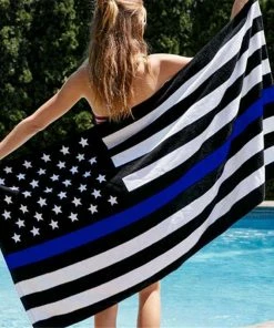 Golden Stars Shop American Flag 90*150cm USA Police Flags Thin American National Banner White And Blue Stars Printed Strip With Brass Grommets PC885857