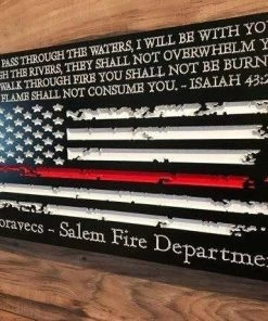 The American Store American Flag Christmas Custom Sign | Rustic Home Decor For Firefighter Personalized Gift Concealment Flags