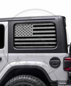 Onlineamericanstore Fits 2018-2021 Jeep Wrangler 4 Door JL JLU Rear Quarter Window American Flag Vinyl Decal Stickers 2019 2020 Patriotic Stickers