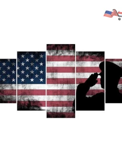 Onlineamericanstore The Army Rangers Saluting Military Art - Patriotic Rustic American Flag Wall Art Army Wall Decor- US Marines Navy Seals Wall Decor & Art
