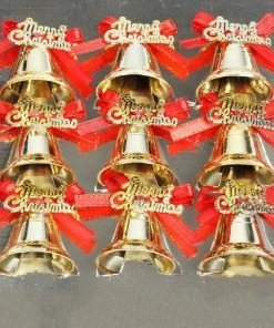 Holaroom Store 9pcs/pack Christmas Bells Christmas Tree Pendant Decorations Creative Gold Bells New Year Gift Christmas New Pendant Decorations Christmas Decorations