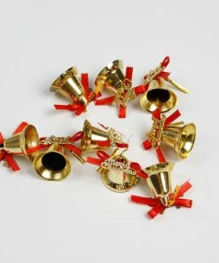 Holaroom Store 9pcs/pack Christmas Bells Christmas Tree Pendant Decorations Creative Gold Bells New Year Gift Christmas New Pendant Decorations Christmas Decorations