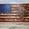 Online American Store Lineman Flag, American Flag Wall Art, Wooden American Flag, Wood USA Flag, Patriotic Wooden Wall Decor, 1776 Betsy Ross Flag, Home (Small)