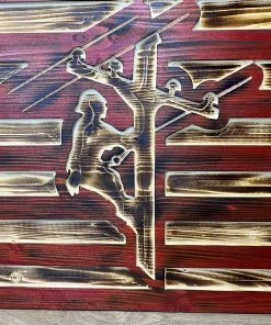 Online American Store Lineman Flag, American Flag Wall Art, Wooden American Flag, Wood USA Flag, Patriotic Wooden Wall Decor, 1776 Betsy Ross Flag, Home (Small)