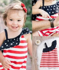 Sophia Store Kids Clothing ARLONEET Summer Baby Dress Baby 4th Of July Star Dress Clothes Sundress Casual Dresses Kids 1 To 5 Years Drop Shipping 30S53