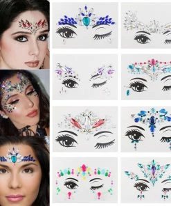 The American Store Adhesive Face Stickers Jewelry Gems Temporary Tattoo Face Jewelry Festival Party Body Gems Rhinestone Flash Tattoos Body Make Up